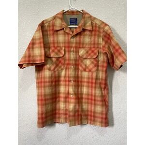 Pendleton Board Shirt Mens Medium Camp‎ Shirt Plaid Short Sleeve Button Up Wool